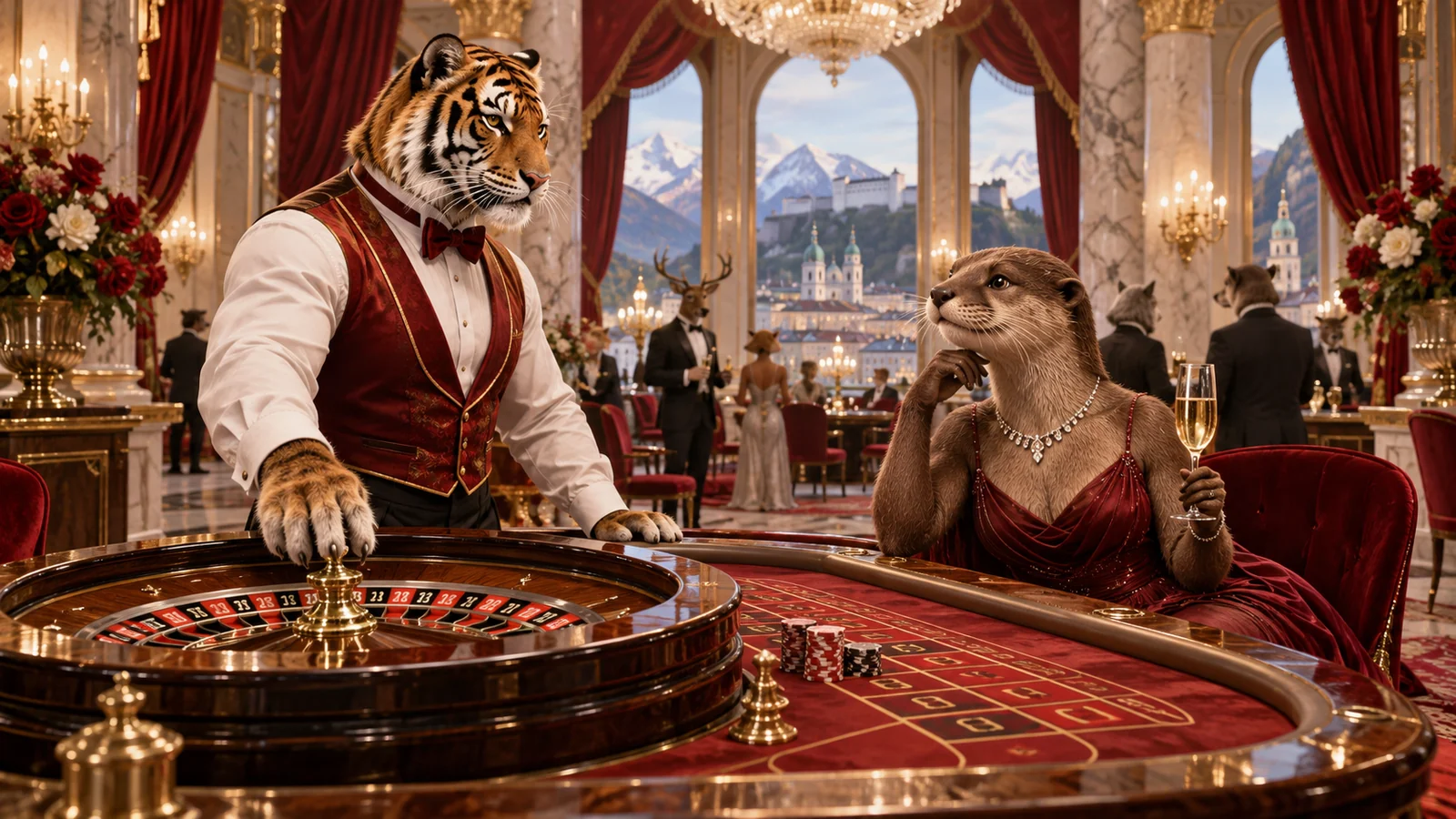Bizzo Casino Figuren in einer thematischen Szene